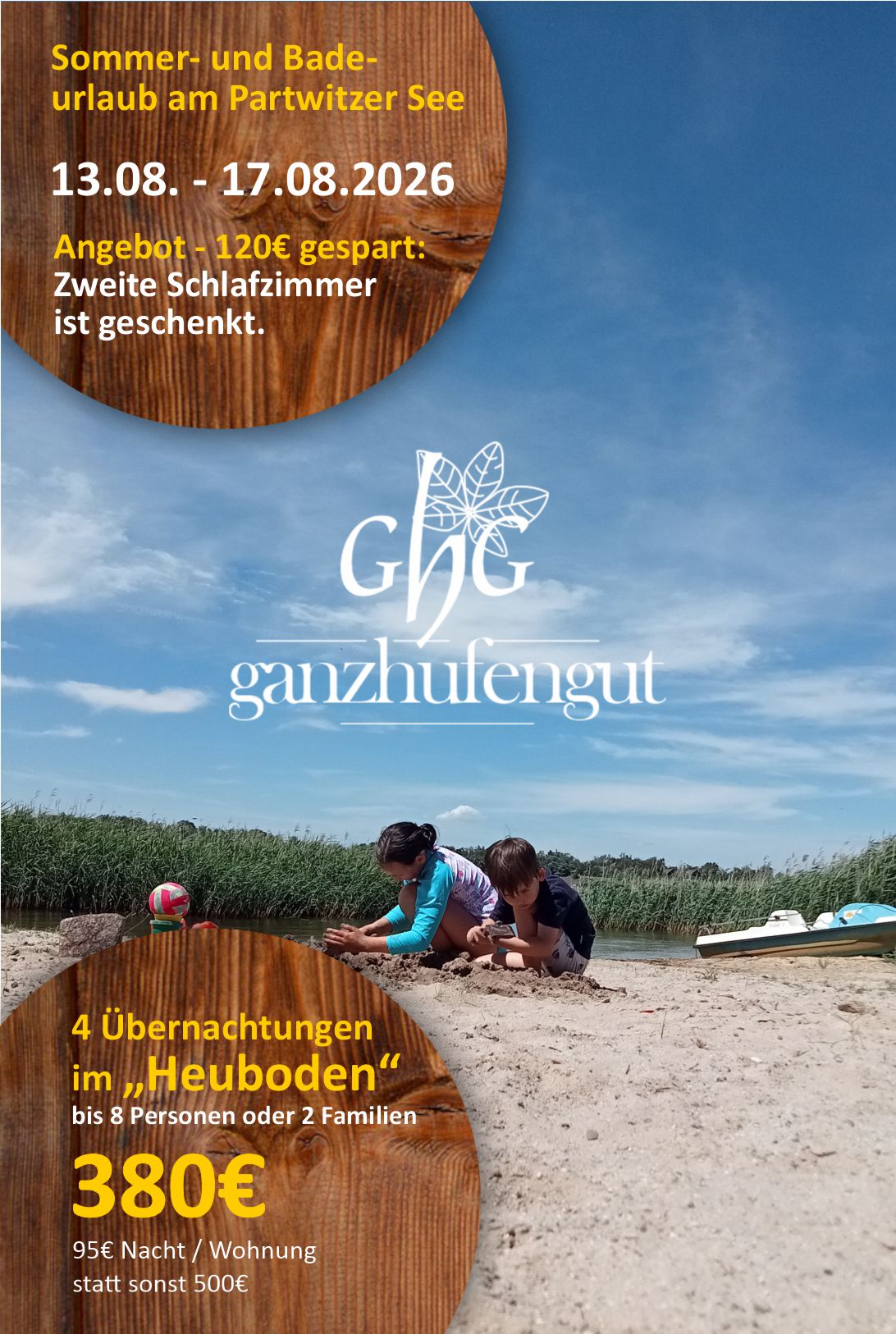 Ferienhof Ganzhufengut - Badespaß am Partwitzer See im Lausitzer Seenland